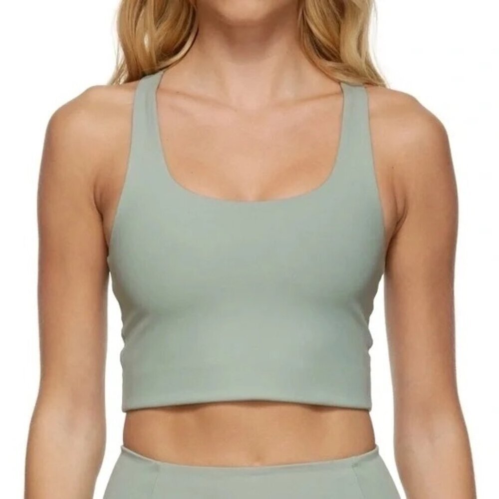 Girlfriend collective Tank Top Crop Sports Bra Sage green activewear gym workout